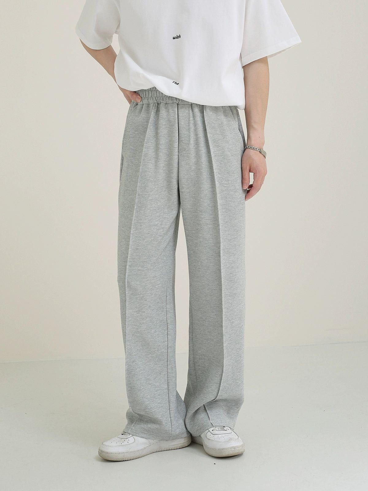 Zhou Elastic Seam Detail Sweatpants-korean-fashion-Pants-Zhou's Closet-OH Garments