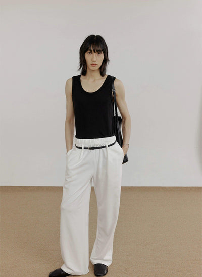 Zhou Elastic Waist Pleated Sweatpants-korean-fashion-Pants-Zhou's Closet-OH Garments