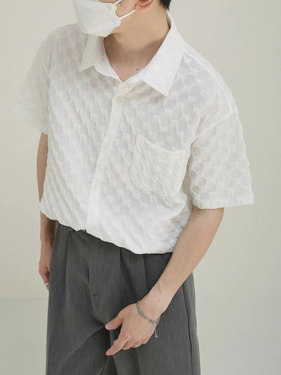 Zhou Embossed Check Shirt-korean-fashion-Shirt-Zhou's Closet-OH Garments