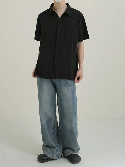 Zhou Embossed Check Shirt-korean-fashion-Shirt-Zhou's Closet-OH Garments