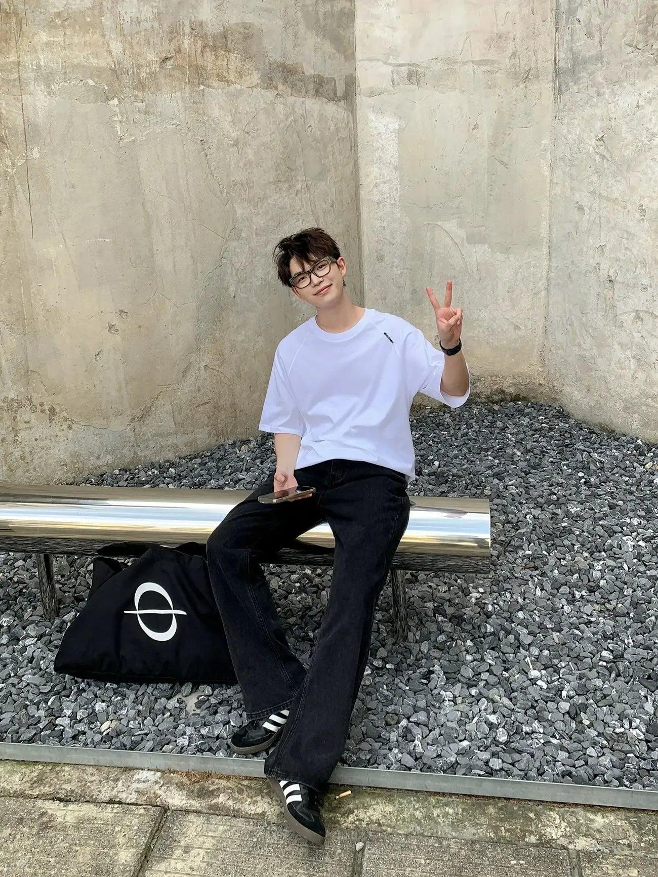 Zhou Embroidered Raglan Sleeve T-Shirt-korean-fashion-T-Shirt-Zhou's Closet-OH Garments