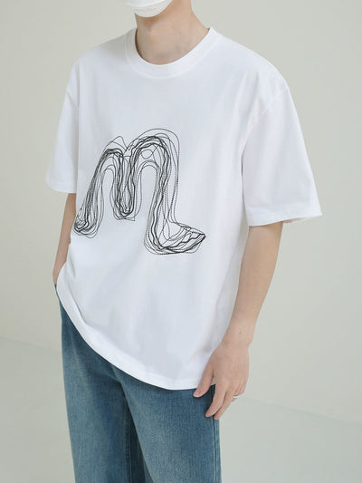 Zhou Erratic Lines Print T-Shirt-korean-fashion-T-Shirt-Zhou's Closet-OH Garments