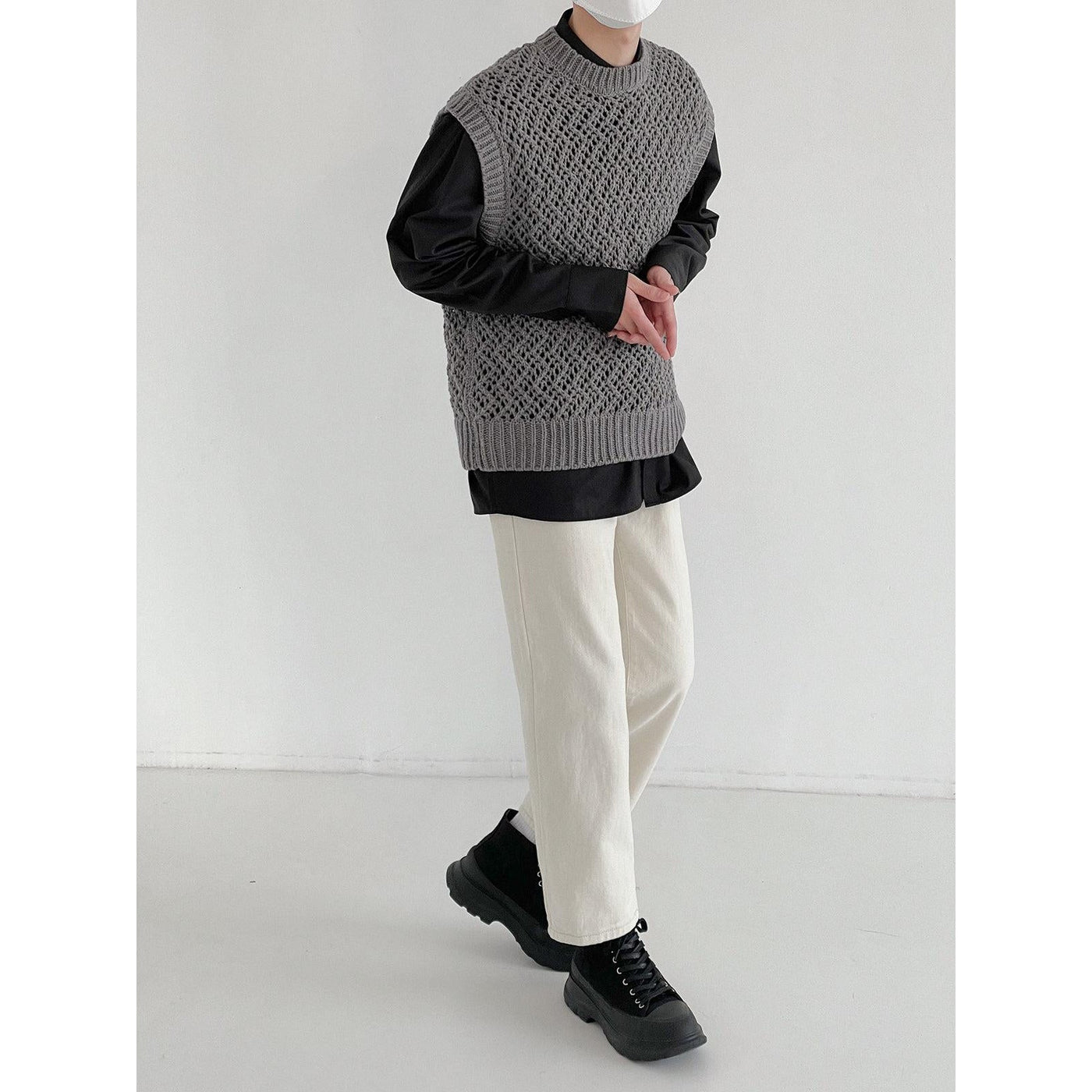 Zhou Essential Chevron Knit Vest-korean-fashion-Vest-Zhou's Closet-OH Garments