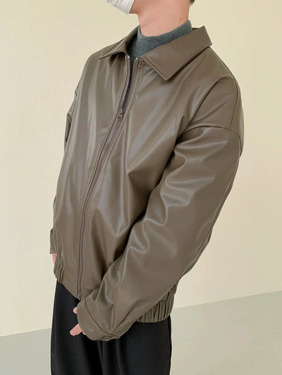 Zhou Essential Faux Leather Jacket-korean-fashion-Jacket-Zhou's Closet-OH Garments
