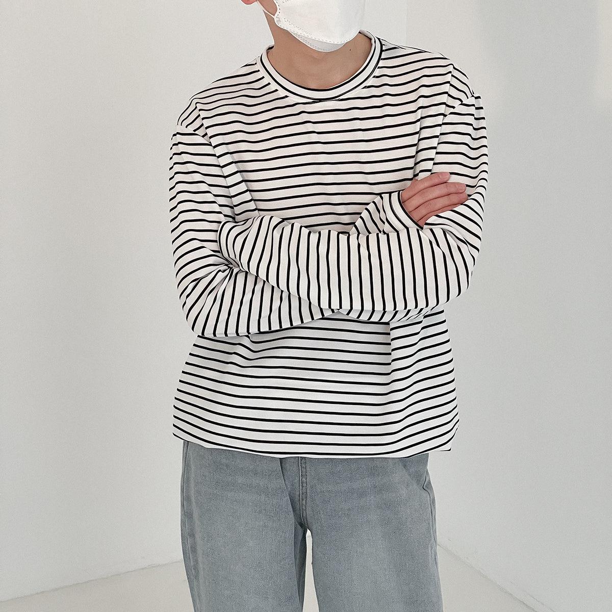 Zhou Essential Longsleeve Striped T-Shirt-korean-fashion-T-Shirt-Zhou's Closet-OH Garments