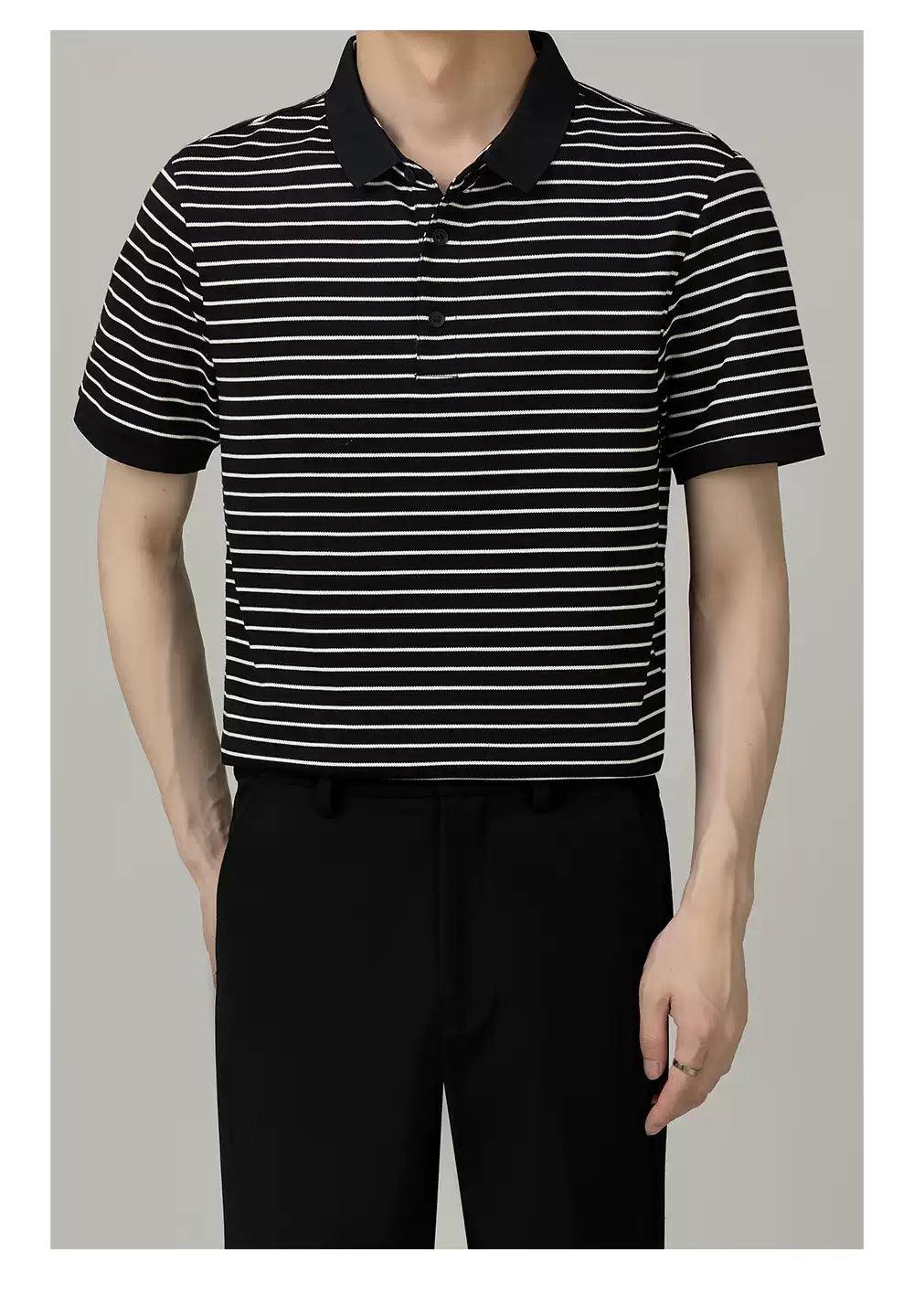 Zhou Essential Striped Polo-korean-fashion-Polo-Zhou's Closet-OH Garments