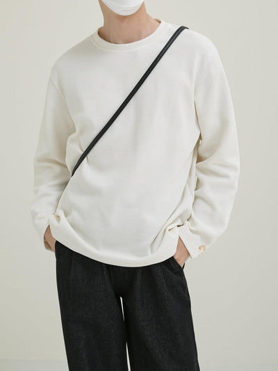 Zhou Essential Textured Long Sleeve T-Shirt-korean-fashion-T-Shirt-Zhou's Closet-OH Garments