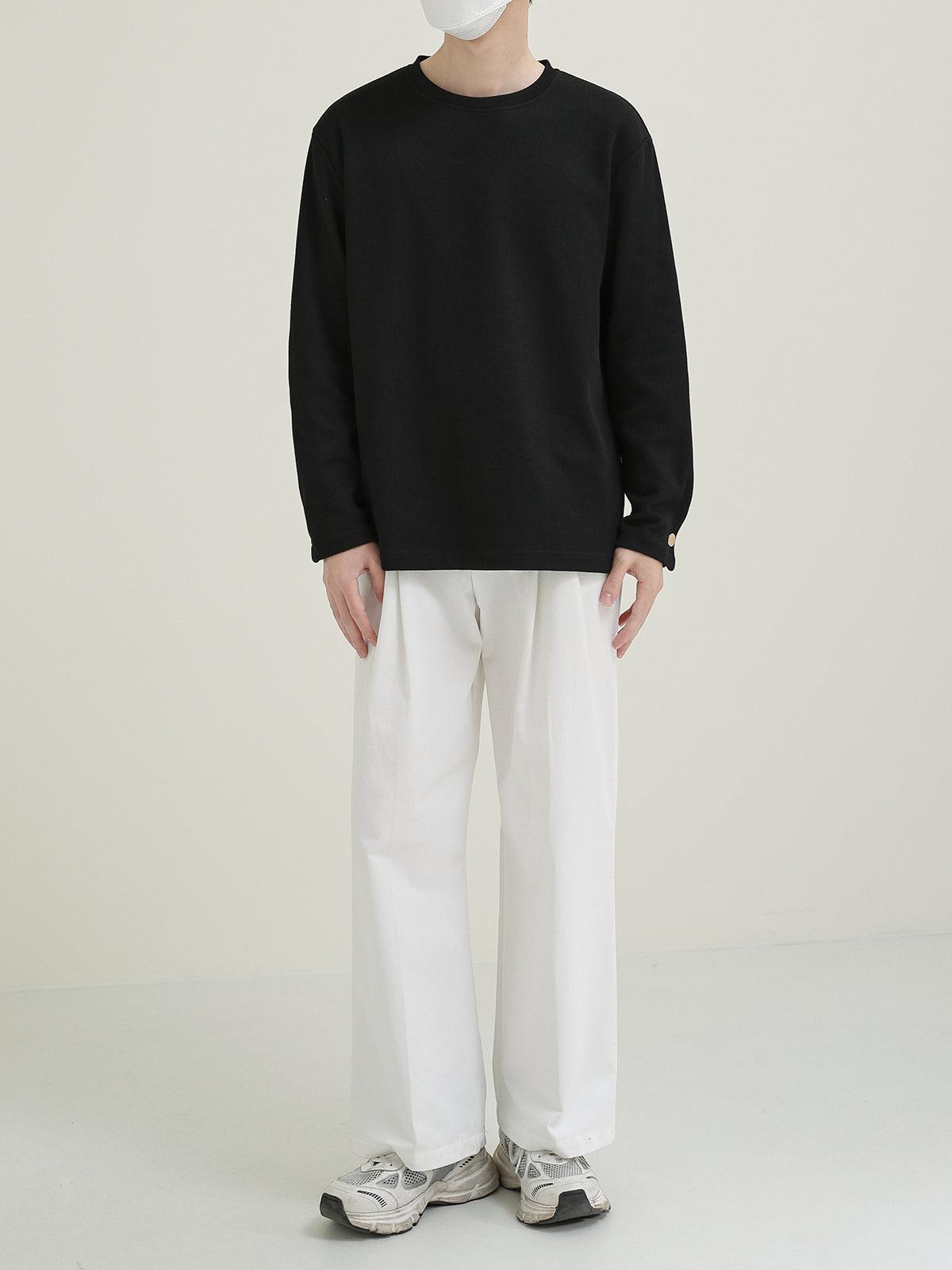 Zhou Essential Textured Long Sleeve T-Shirt-korean-fashion-T-Shirt-Zhou's Closet-OH Garments