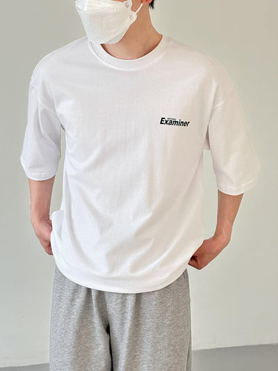 Zhou Examiner Italicized Text Regular Fit T-Shirt-korean-fashion-T-Shirt-Zhou's Closet-OH Garments
