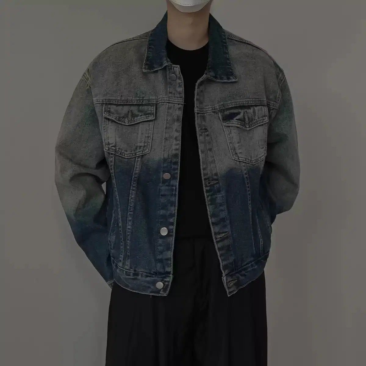 Zhou Fade Split Denim Jacket-korean-fashion-Jacket-Zhou's Closet-OH Garments