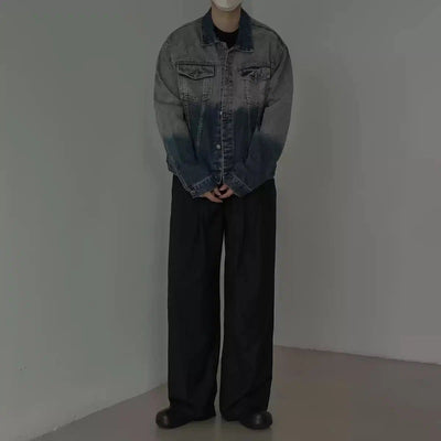 Zhou Fade Split Denim Jacket-korean-fashion-Jacket-Zhou's Closet-OH Garments