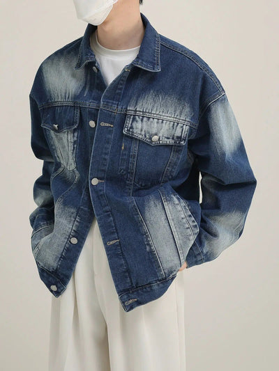 Zhou Fade Spots Denim Jacket-korean-fashion-Jacket-Zhou's Closet-OH Garments