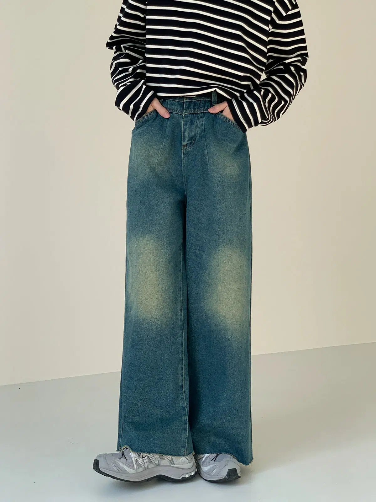 Zhou Fade Spots Wide Jeans-korean-fashion-Jeans-Zhou's Closet-OH Garments