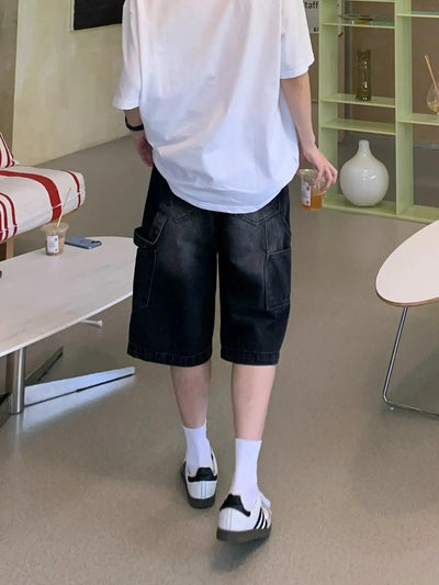 Zhou Faded Cargo Denim Shorts-korean-fashion-Shorts-Zhou's Closet-OH Garments