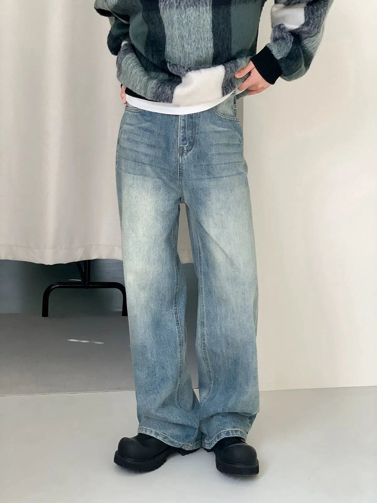 Zhou Faded Loose High Waist Jeans-korean-fashion-Jeans-Zhou's Closet-OH Garments