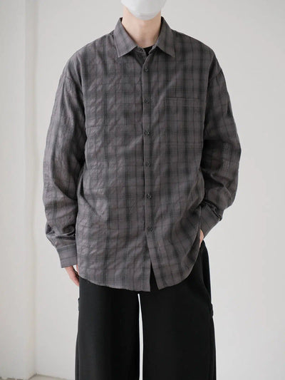 Zhou Faded Plaid Flannel Shirt-korean-fashion-Shirt-Zhou's Closet-OH Garments