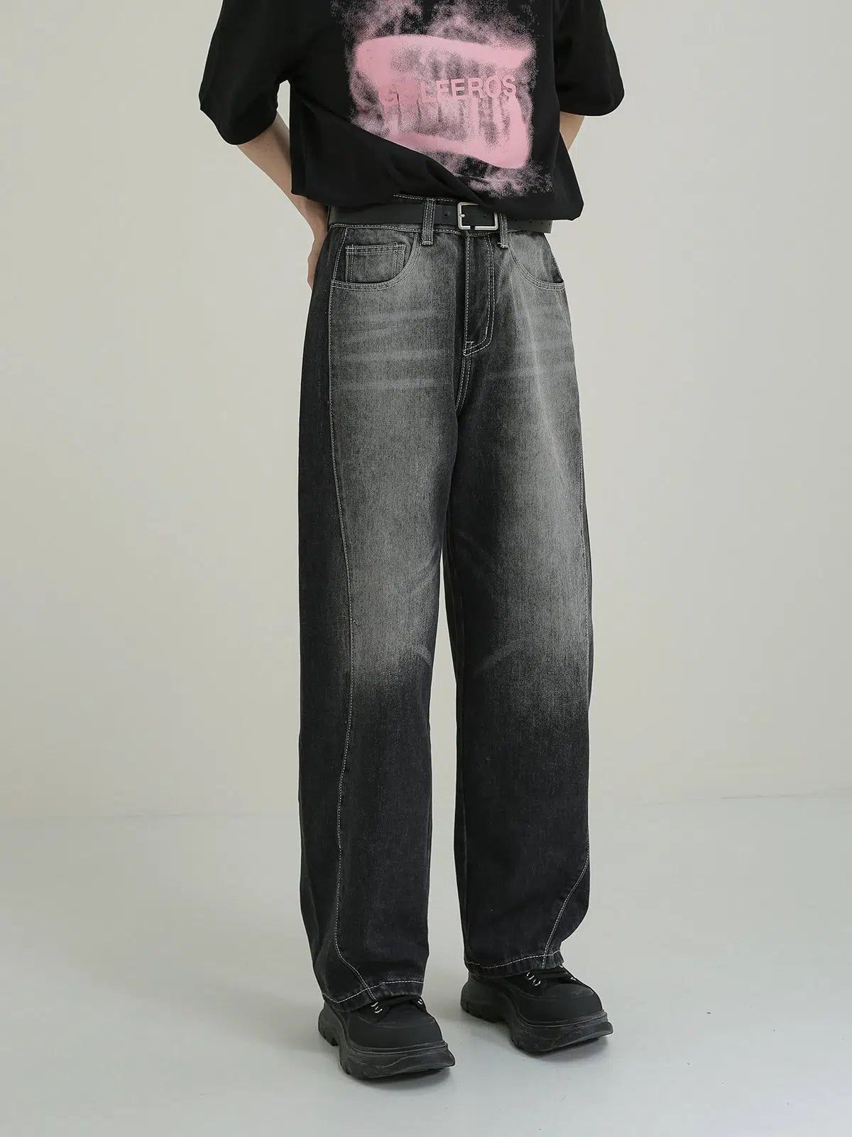 Zhou Faded Scimitar Jeans-korean-fashion-Jeans-Zhou's Closet-OH Garments