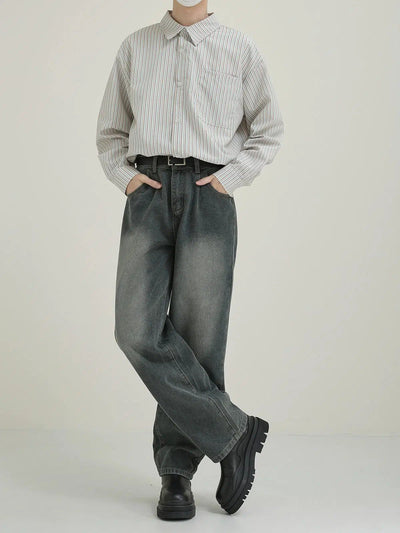 Zhou Faded Straight Jeans-korean-fashion-Jeans-Zhou's Closet-OH Garments