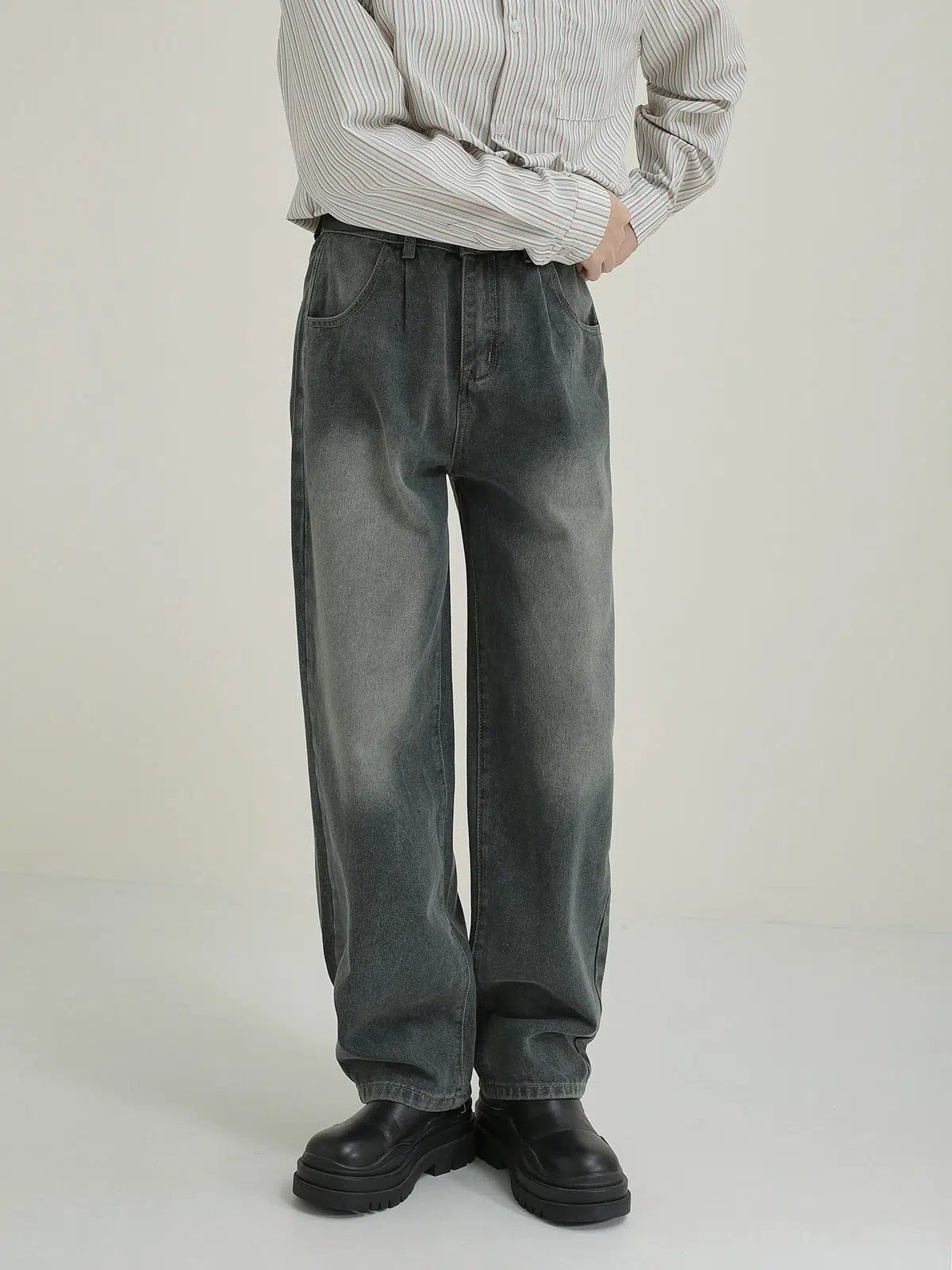 Zhou Faded Straight Jeans-korean-fashion-Jeans-Zhou's Closet-OH Garments