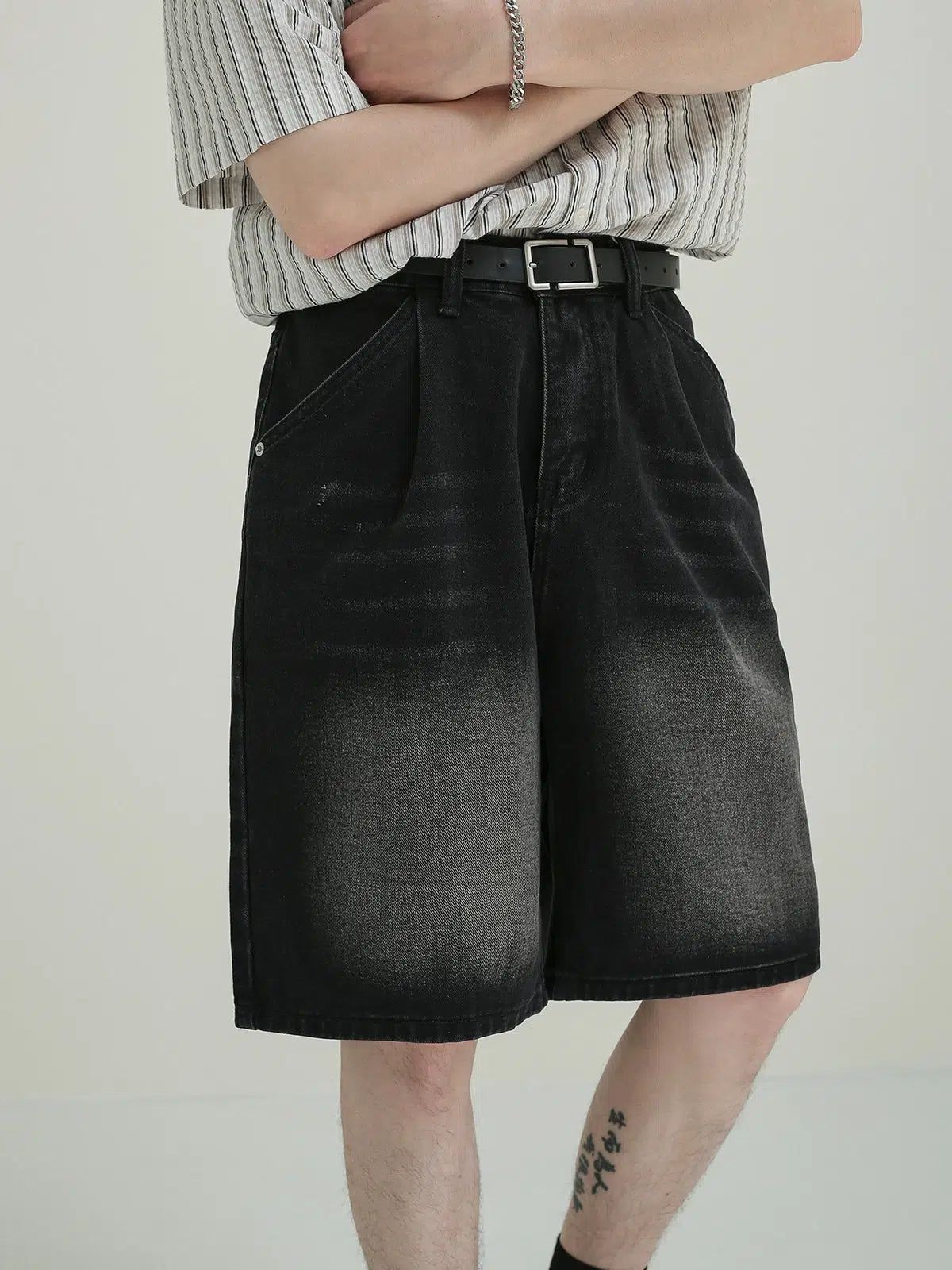 Zhou Faded & Whiskered Denim Shorts-korean-fashion-Shorts-Zhou's Closet-OH Garments