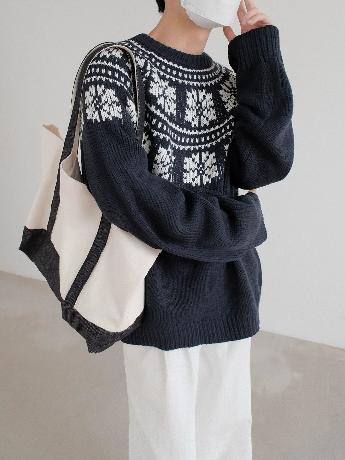 Zhou Fair Isle Contrast Sweater-korean-fashion-Sweater-Zhou's Closet-OH Garments