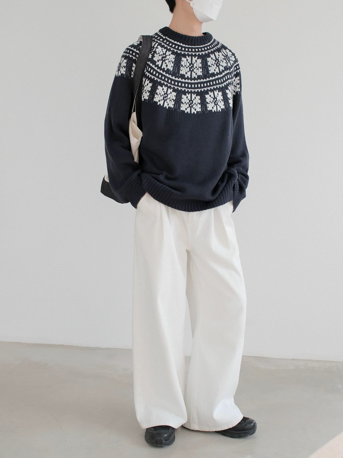 Zhou Fair Isle Contrast Sweater-korean-fashion-Sweater-Zhou's Closet-OH Garments