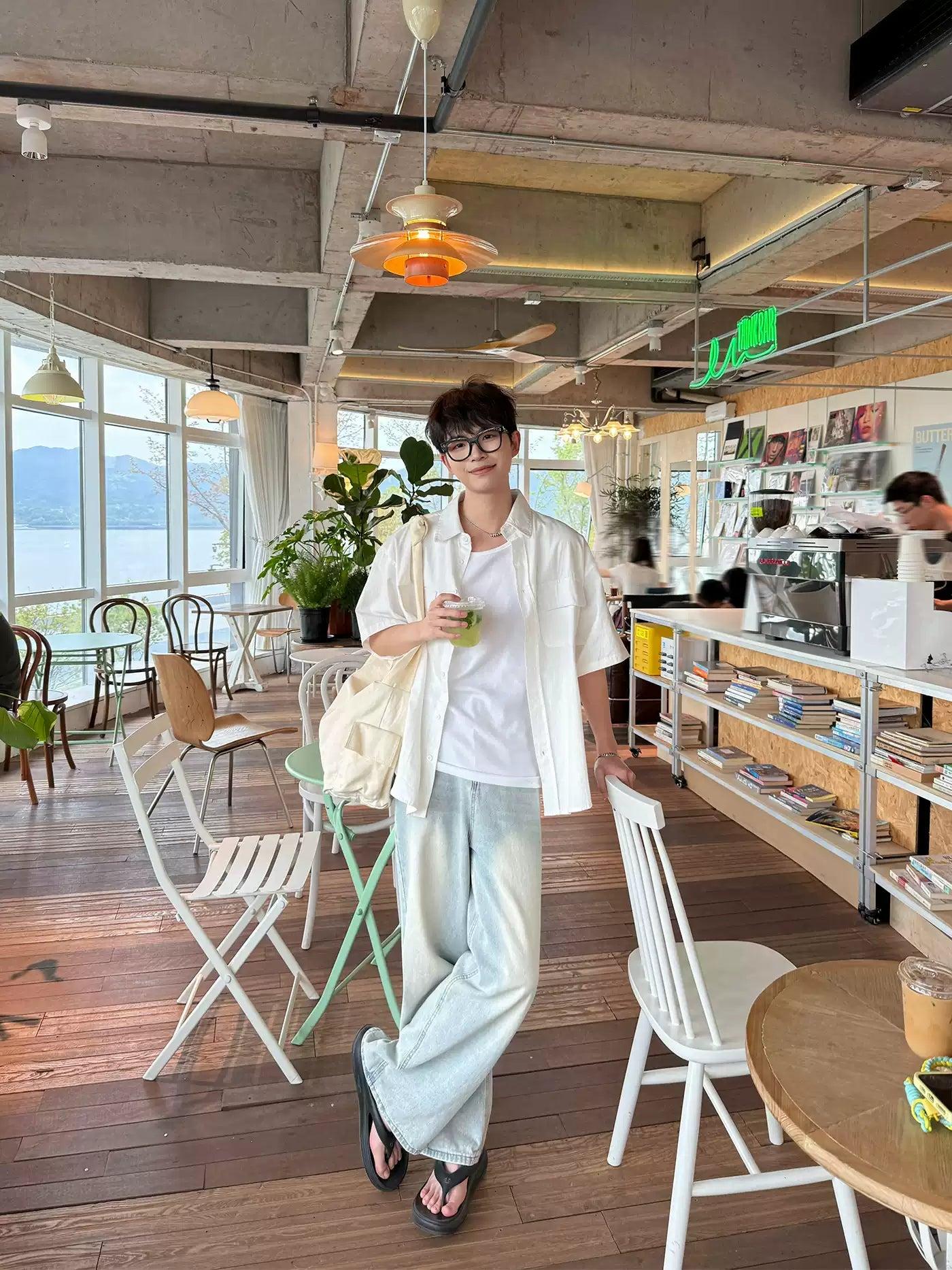 Zhou Flap pocket Clean Fit Shirt-korean-fashion-Shirt-Zhou's Closet-OH Garments
