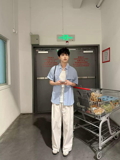 Zhou Flap pocket Clean Fit Shirt-korean-fashion-Shirt-Zhou's Closet-OH Garments