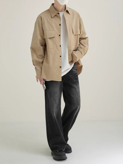 Zhou Flap Pocket Loose Shirt-korean-fashion-Shirt-Zhou's Closet-OH Garments