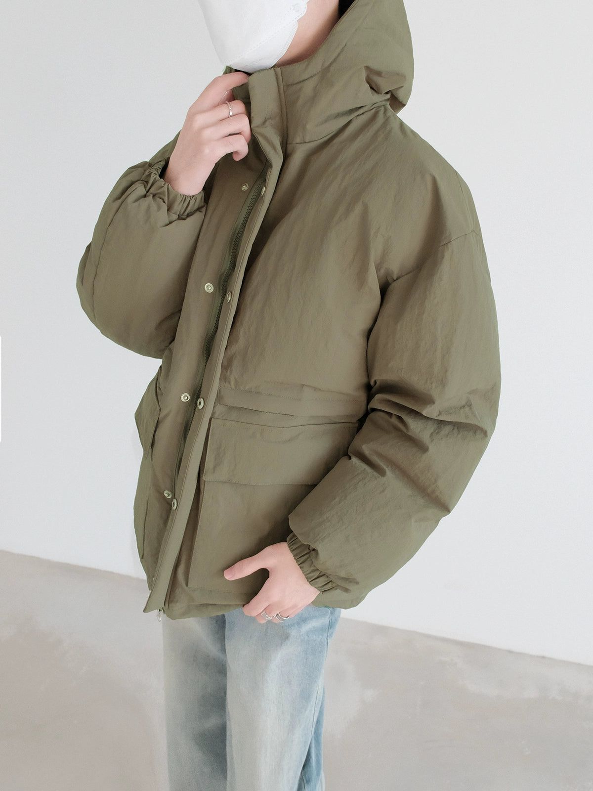 Zhou Flap Pocket Padded Hooded Jacket-korean-fashion-Jacket-Zhou's Closet-OH Garments