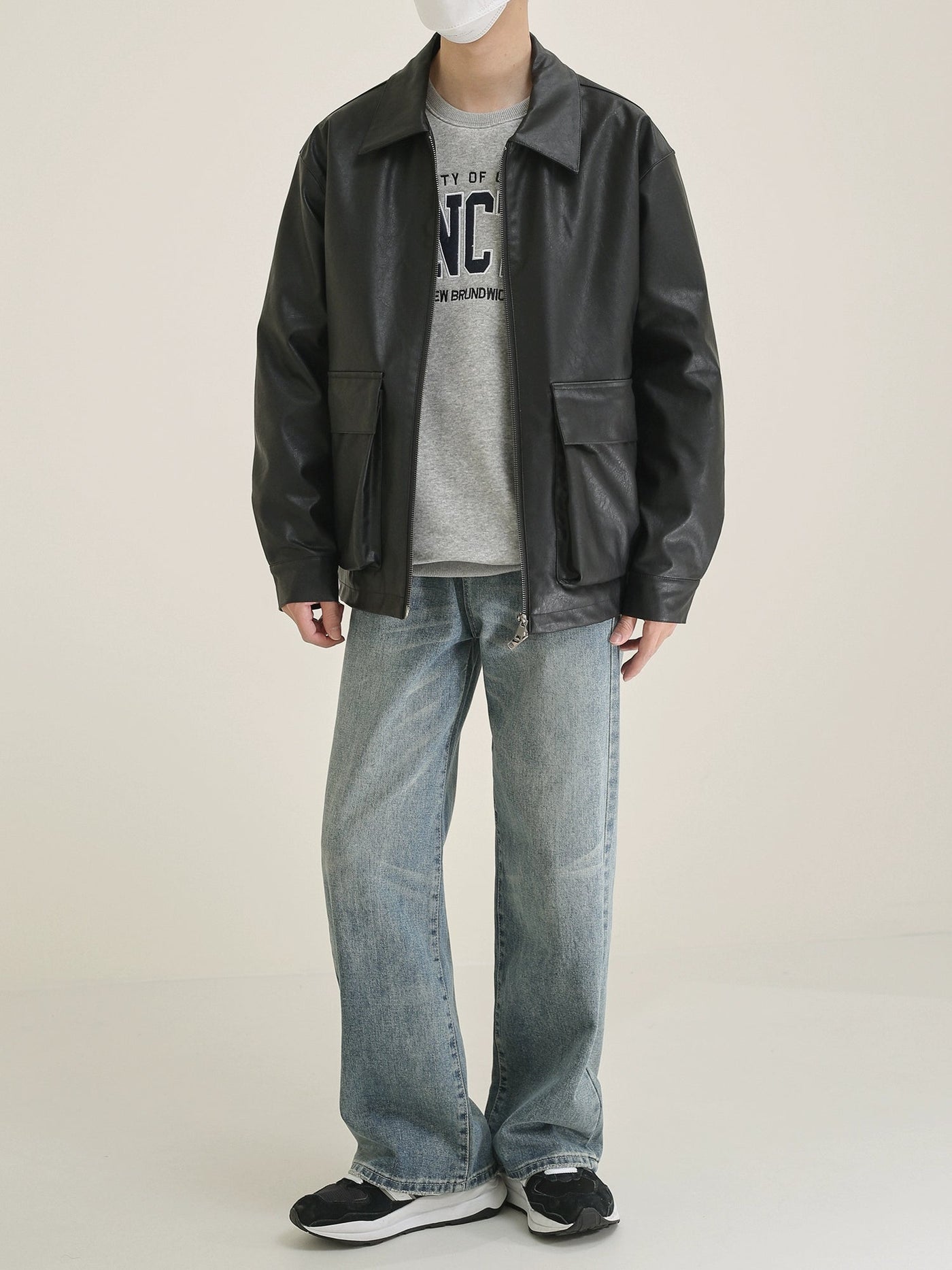 Zhou Flap Pocket PU Leather Jacket-korean-fashion-Jacket-Zhou's Closet-OH Garments
