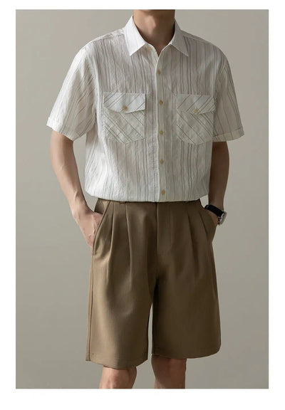 Zhou Flap Pocket Stripes Shirt-korean-fashion-Shirt-Zhou's Closet-OH Garments