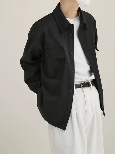 Zhou Flap Pocket Versatile Shirt-korean-fashion-Shirt-Zhou's Closet-OH Garments