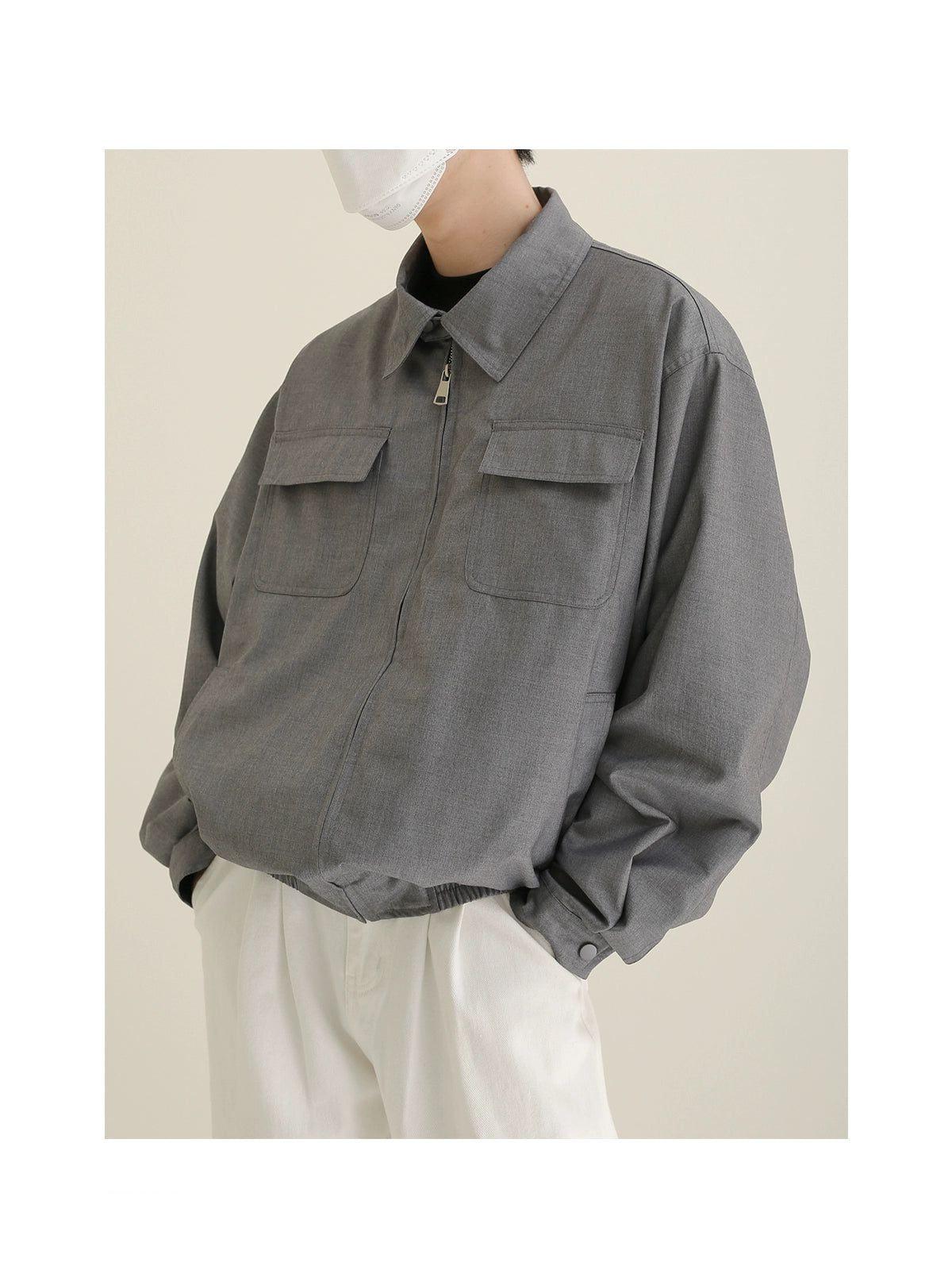 Zhou Flap Pocket Zippered Jacket-korean-fashion-Jacket-Zhou's Closet-OH Garments