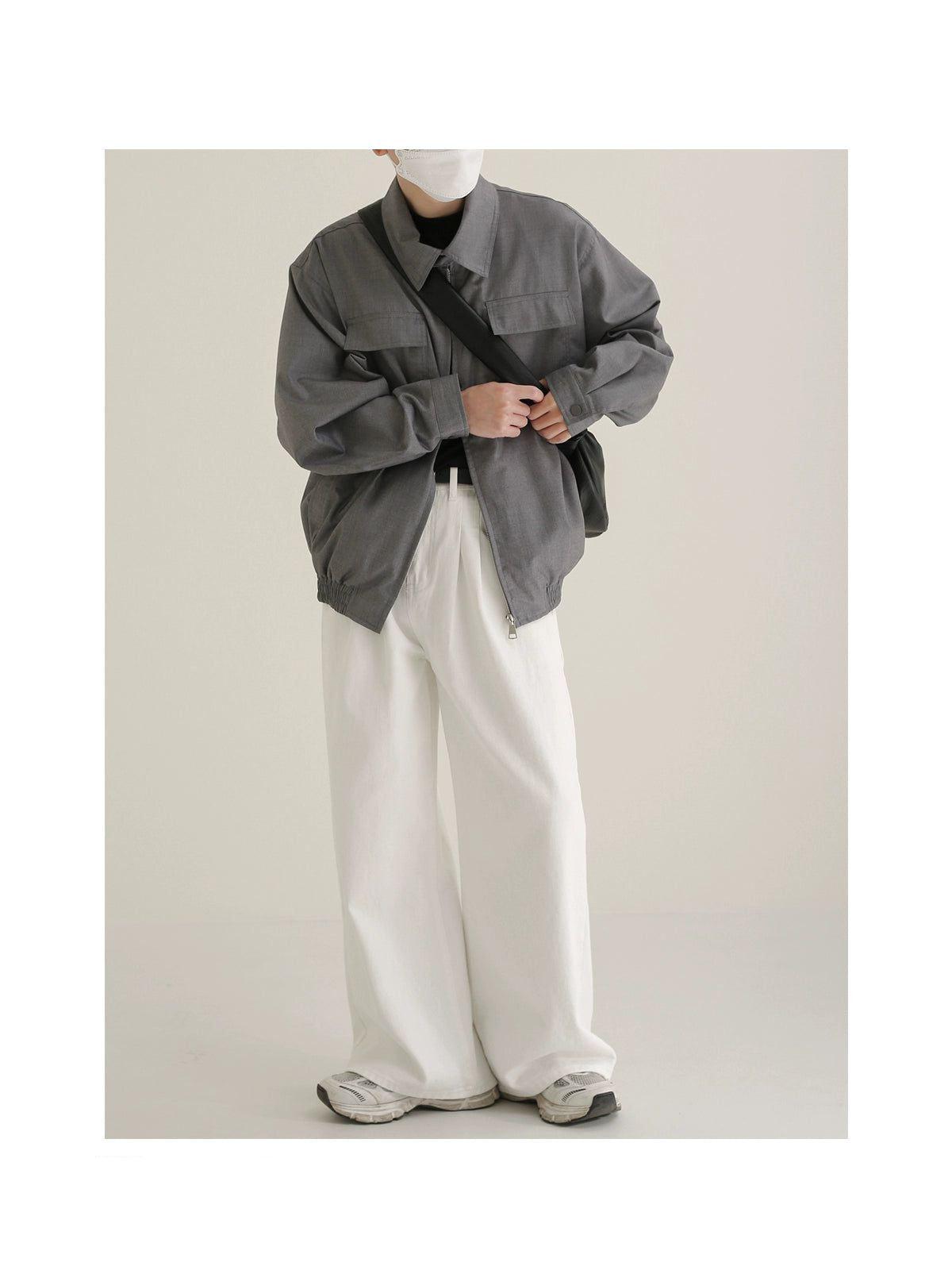 Zhou Flap Pocket Zippered Jacket-korean-fashion-Jacket-Zhou's Closet-OH Garments