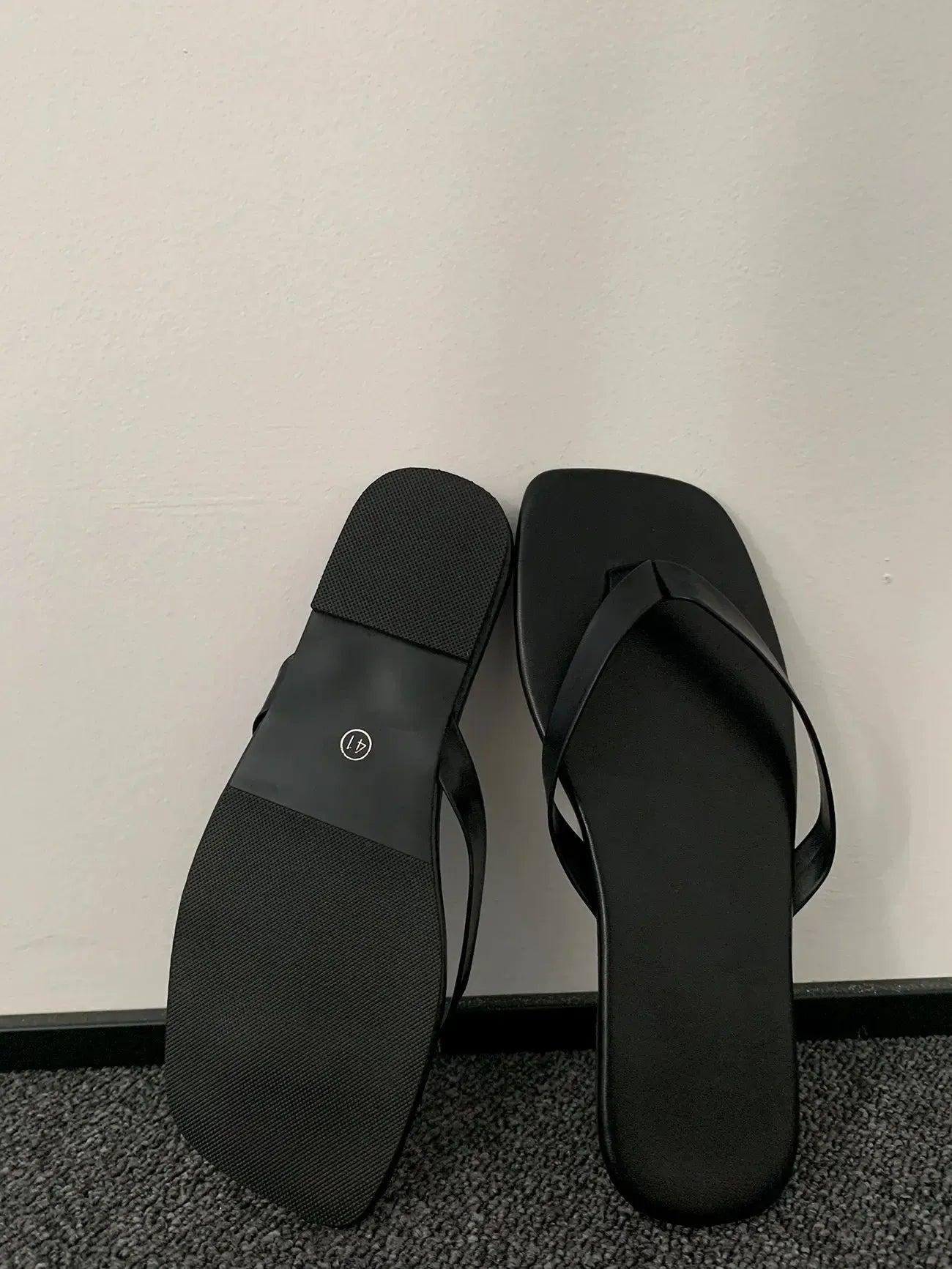 Zhou Flip Flop PU Leather Sandals-korean-fashion-Shoes-Zhou's Closet-OH Garments