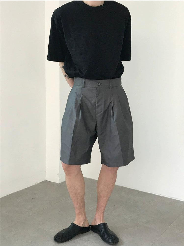 Zhou Fold Pleated Bermud Shorts-korean-fashion-Shorts-Zhou's Closet-OH Garments