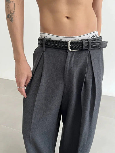 Zhou Fold Pleated Relaxed Fit Trousers-korean-fashion-Pants-Zhou's Closet-OH Garments