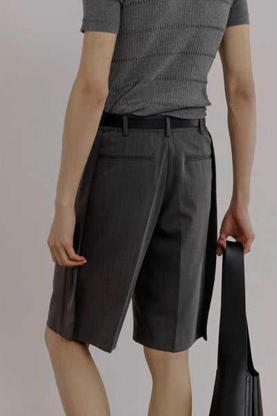 Zhou Fold Pleated Slim Fit Shorts-korean-fashion-Shorts-Zhou's Closet-OH Garments