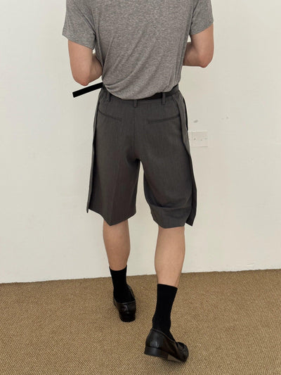 Zhou Fold Pleated Slim Fit Shorts-korean-fashion-Shorts-Zhou's Closet-OH Garments