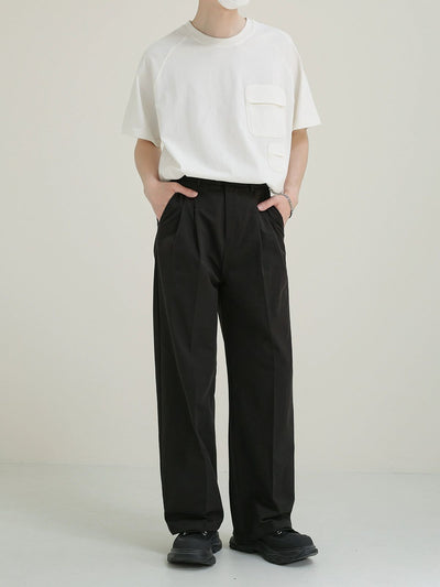Zhou Fold Pleats Clean Fit Trousers-korean-fashion-Trousers-Zhou's Closet-OH Garments