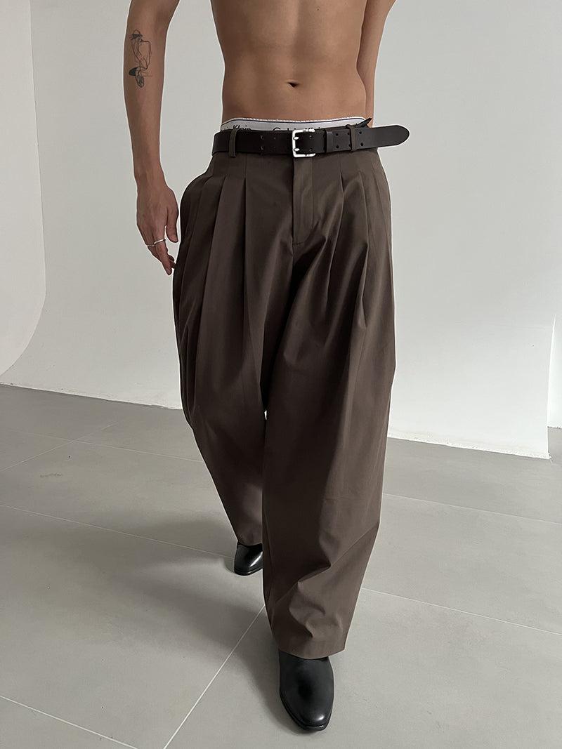 Zhou Folds Detail Wide Leg Trousers-korean-fashion-Pants-Zhou's Closet-OH Garments