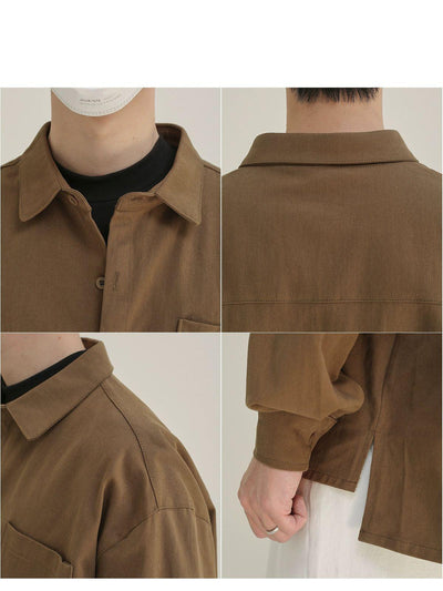 Zhou Front Pocket Boxy Shirt-korean-fashion-Shirt-Zhou's Closet-OH Garments