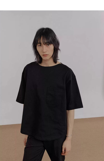 Zhou Front Pocket Boxy T-Shirt-korean-fashion-T-Shirt-Zhou's Closet-OH Garments