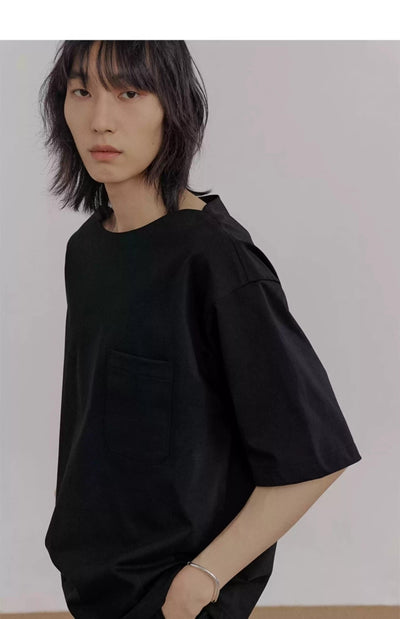 Zhou Front Pocket Boxy T-Shirt-korean-fashion-T-Shirt-Zhou's Closet-OH Garments