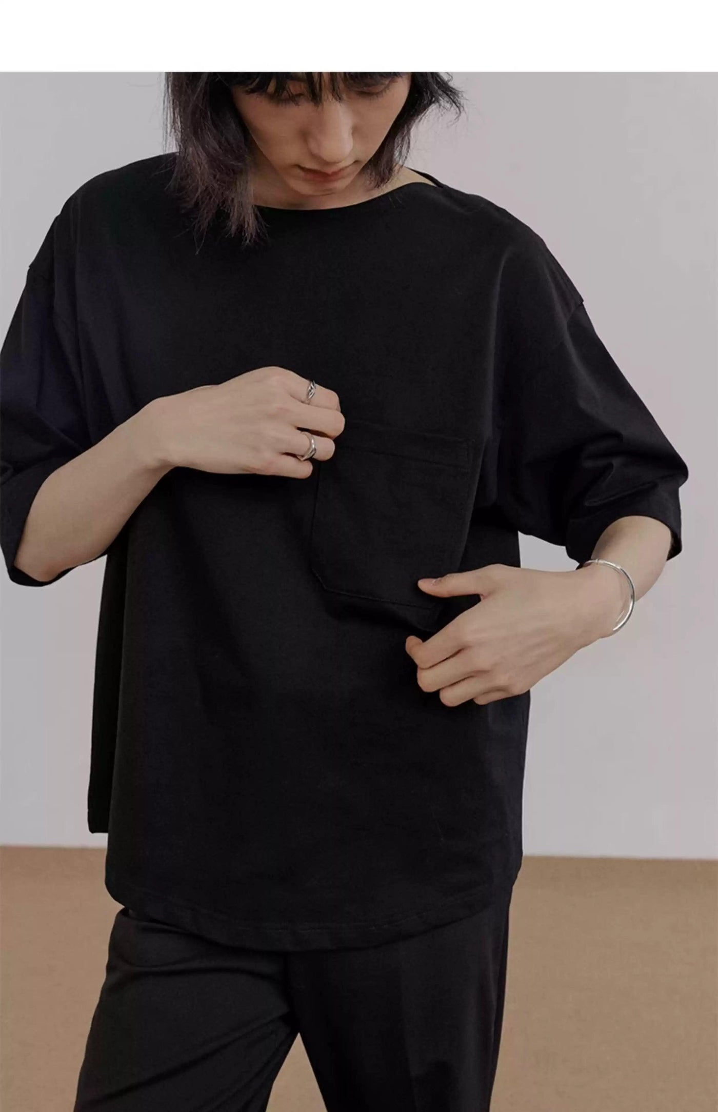 Zhou Front Pocket Boxy T-Shirt-korean-fashion-T-Shirt-Zhou's Closet-OH Garments