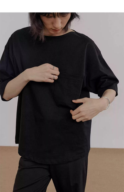 Zhou Front Pocket Boxy T-Shirt-korean-fashion-T-Shirt-Zhou's Closet-OH Garments