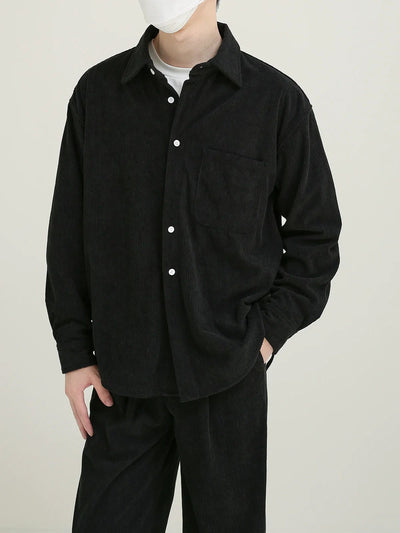 Zhou Front Pocket Corduroy Shirt-korean-fashion-Shirt-Zhou's Closet-OH Garments