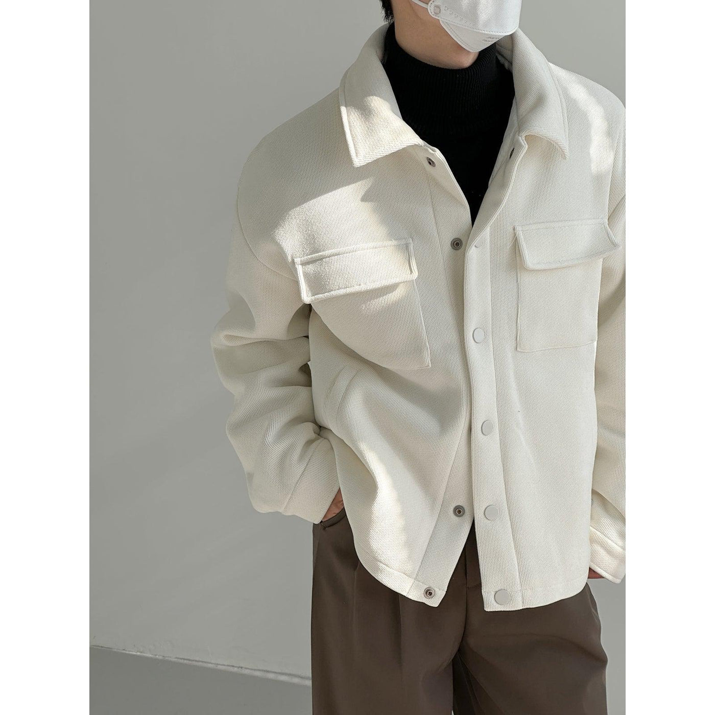 Zhou Front Pocket Flaps Jacket-korean-fashion-Jacket-Zhou's Closet-OH Garments