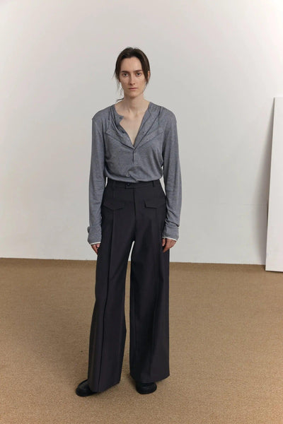 Zhou Front Pocket Pleated Trousers-korean-fashion-Trousers-Zhou's Closet-OH Garments